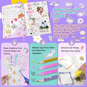 Unicorn Journal Set for Girls Toys Journaling Scrapbook Kit Diary Toys - Cykapu
