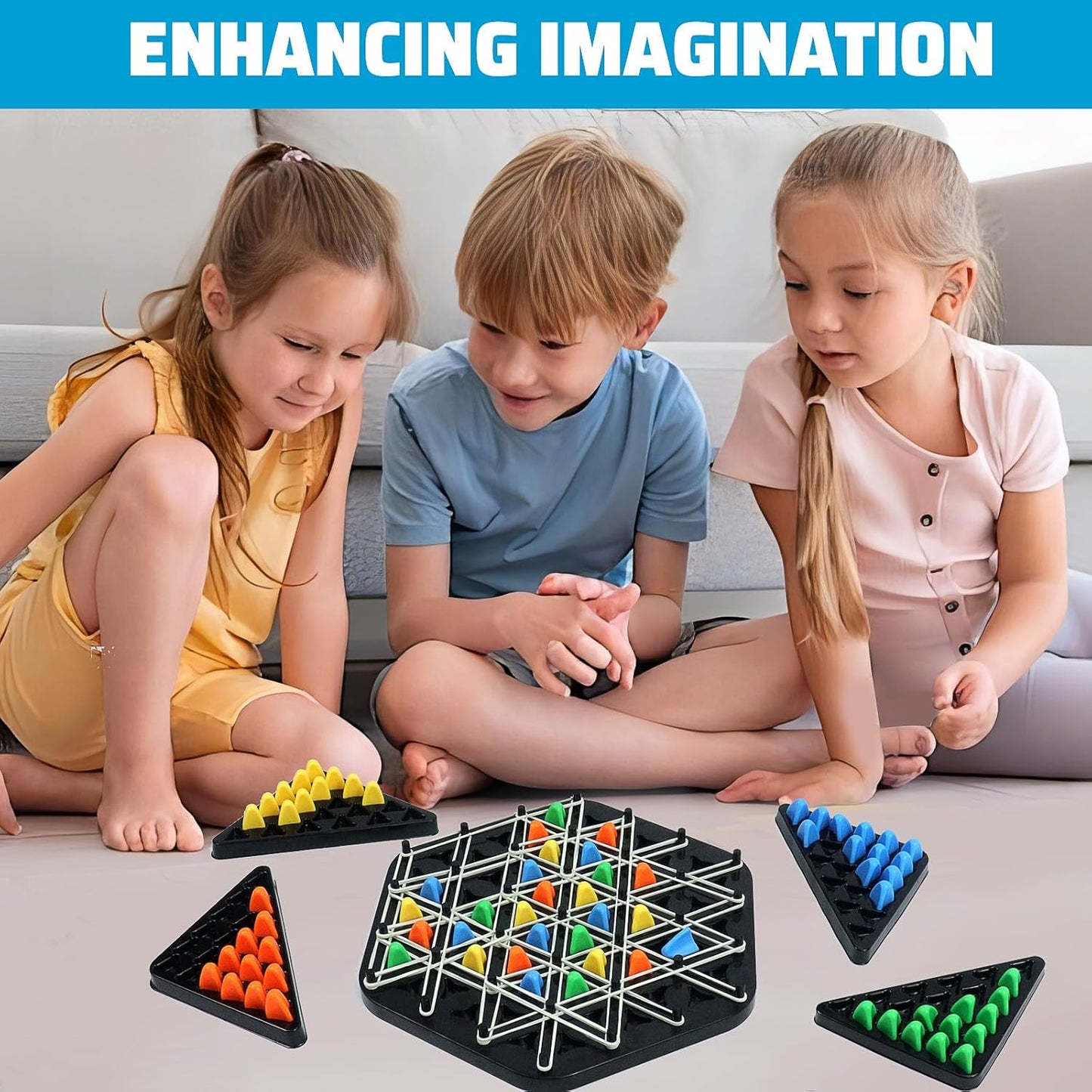 Triggle Game,Chain Triangle Chess Game,Board Games Toys,Triggle Rubber Band Game Puzzle Table Games Fun Multiplayer Family Chess Set,Board Games for Kids Ages 4 5 6 7 8-12