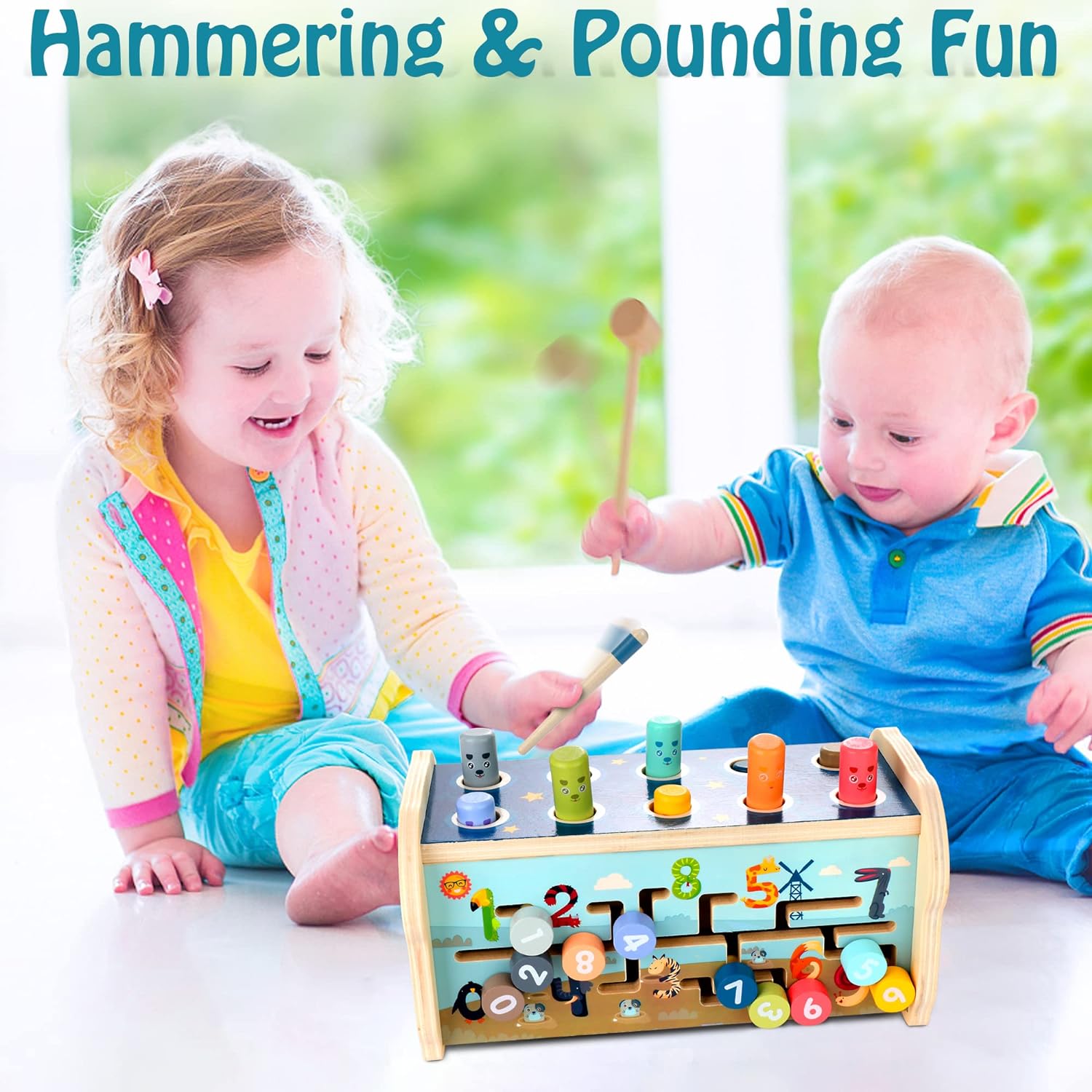 Wooden Hammering Pounding Toy for 12+ Months Kids, Montessori Toys