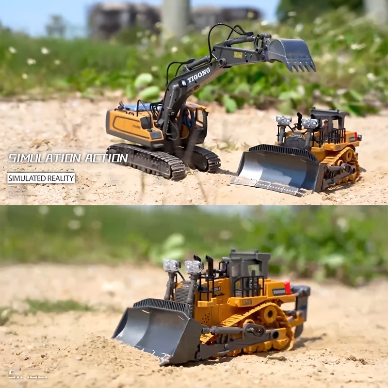 9 Channels Remote Control Bulldozer, 2.4Ghz  RC Construction Vehicle Truck Toys