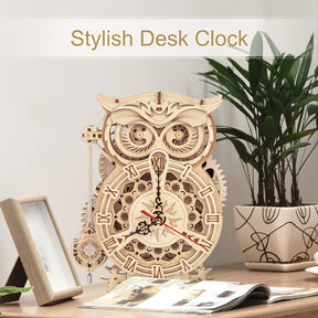 3D Wooden Puzzle For Adults Owl Clock Model Kit Desk Clock Home Decor Unique Gift