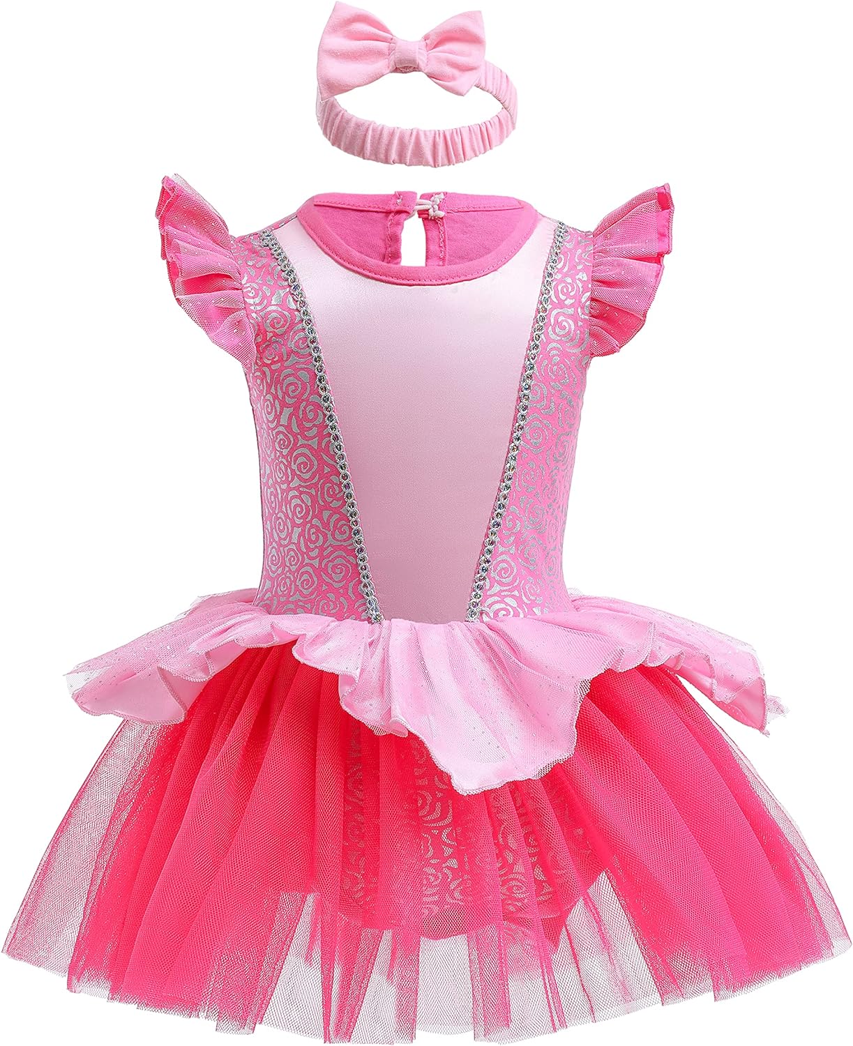 Dressy Daisy Baby Girl Princess Romper Costumes Onesie Dress Bodysuit with Headband Halloween Birthday Party Fancy Outfits