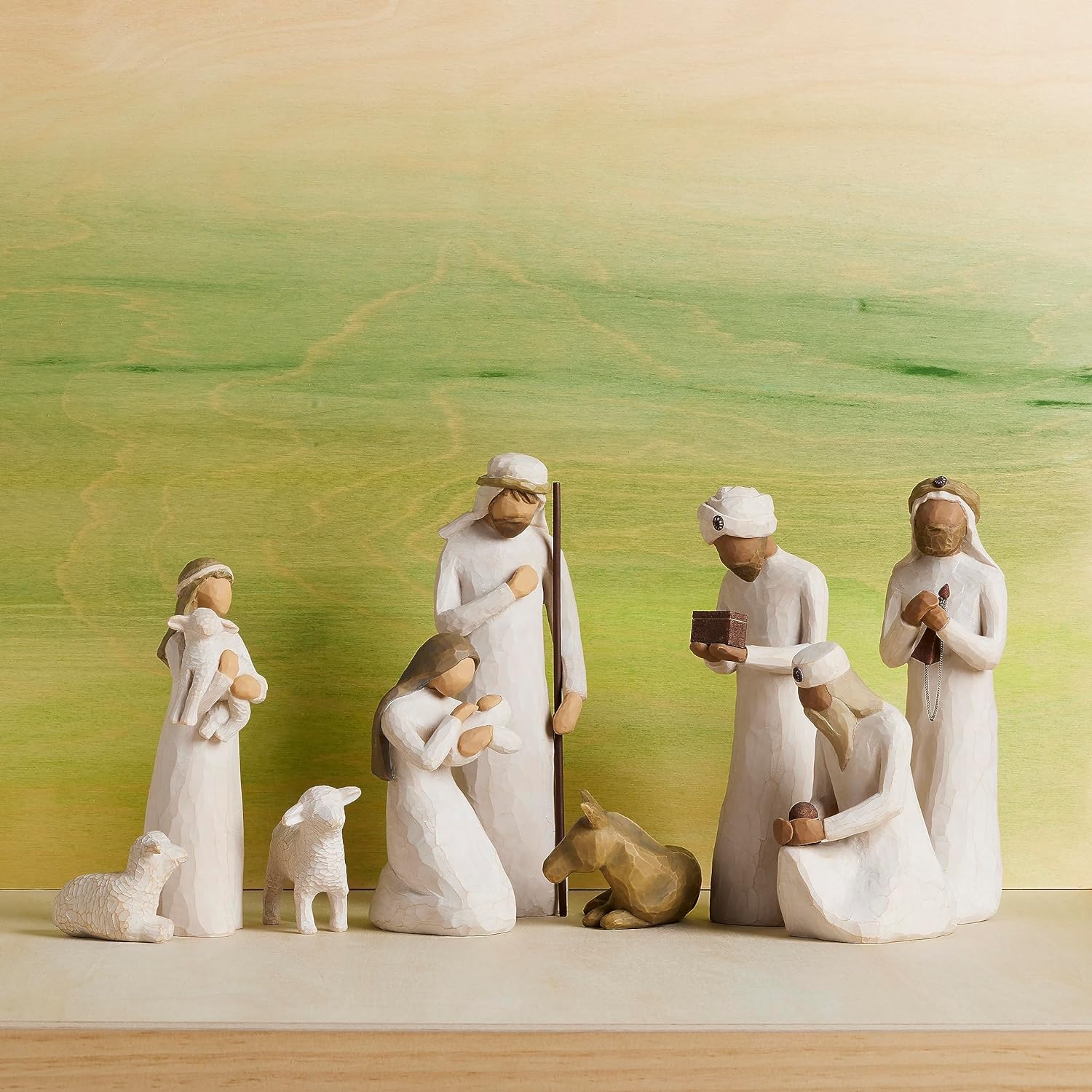 Nativity Starter Figures Plus Three Wisemen, Sculpted Hand-pained 9-Piece Set - Cykapu