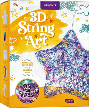 3D Light-up String Art Kit for Kids - Star Lantern Making Kit w/ 20 LEDs - Cykapu