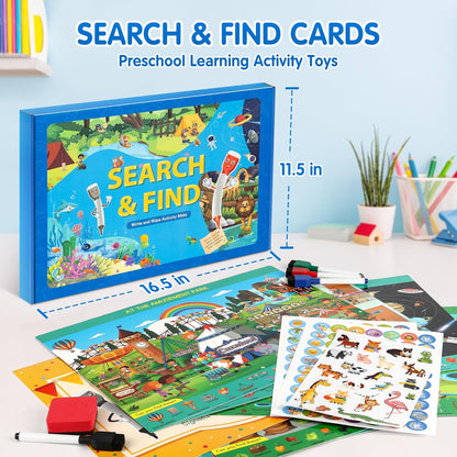 Search and Find Cards for Kids 3 to 6, Preschool Learning Educational Game Toy - Cykapu