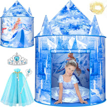 Frozen Kids Tent, Frozen Toy for Girls with Snowflake Lights, Ice Castle Kids Play Tent - Cykapu