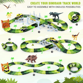 Dinosaur Toys-Create A Dinosaur World Road Race-Flexible Track Playset