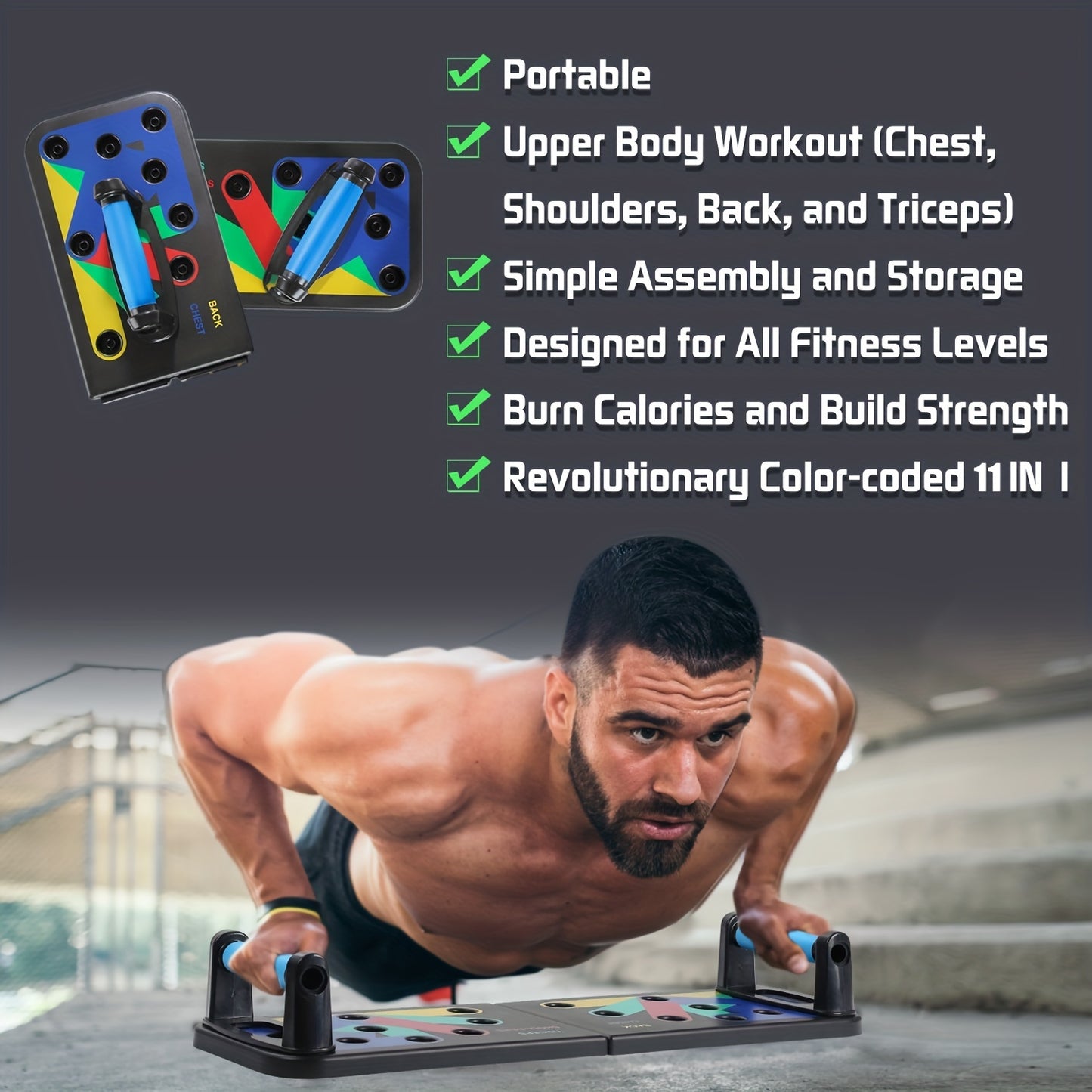 Get Fit Quickly with This Multifunctional Collapsible Push-up Board - Perfect for Chest, Arm Cykapu