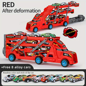 Children's Toy, Fire Truck Toy, Retractable, Foldable, Ejectable Car Toy, Send Eight Cars