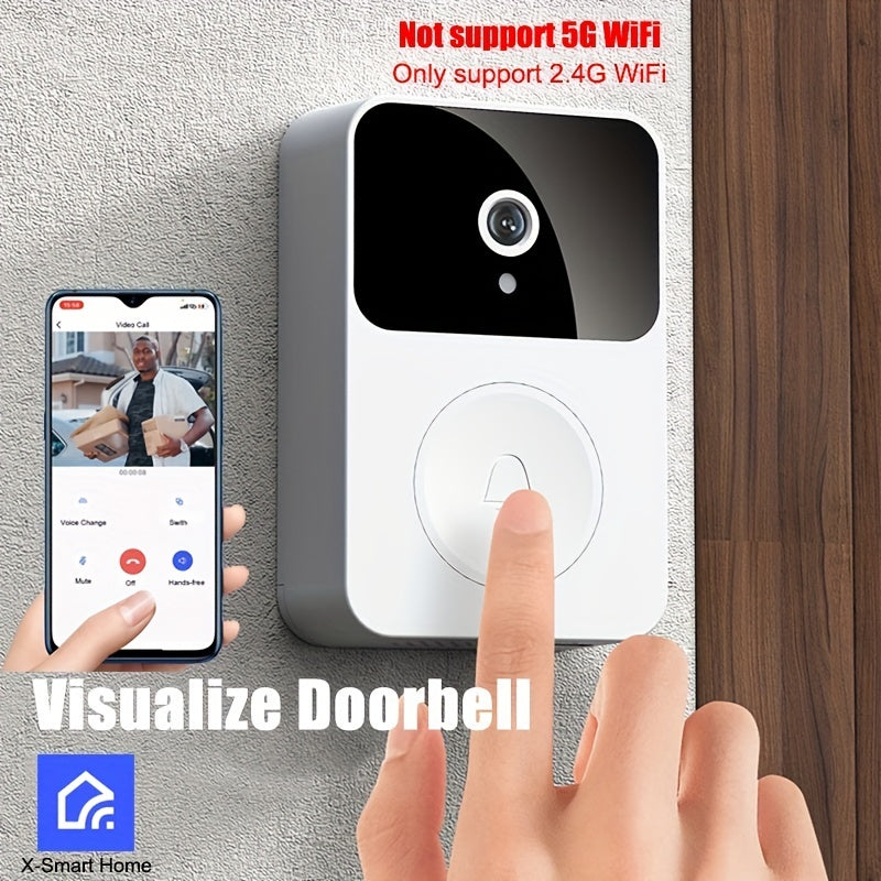 Doorbell Camera Wireless,Intelligent Visual Doorbell Home Intercom HD Night Vision WiFi Rechargeable Security Door Doorbell Cykapu