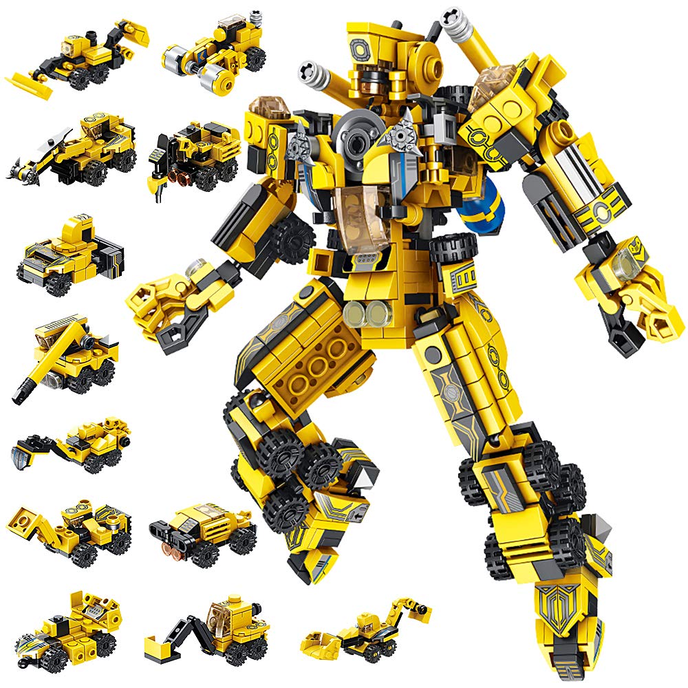 Building Toys, 573 PCS Robot Toys, 25-in-1 Engineering Building Bricks Construction Vehicles Kit Building Blocks - Cykapu