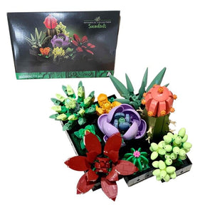 Fomantic Flower Bouquet Rose Orchid Building Block Bricks Toy DIY Potted Illustration