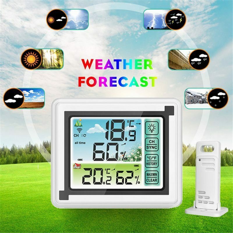 Indoor/outdoor Wireless Thermometer Large Colorful Screen Temperature Humidity Monitor Weather Station Clock single