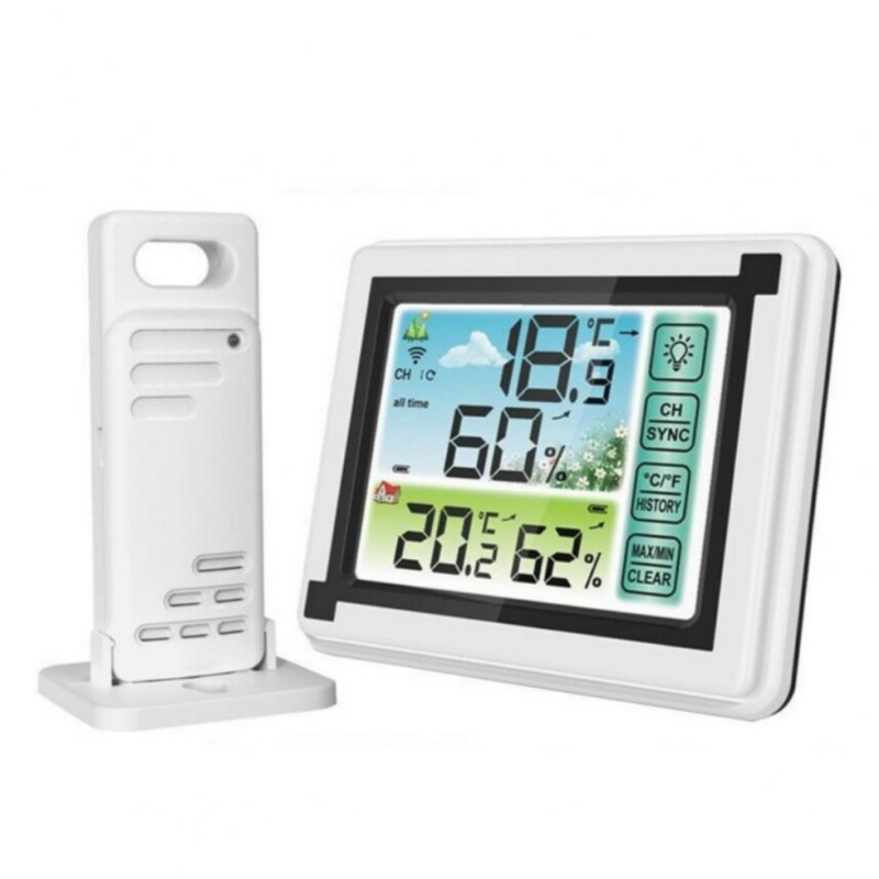 Indoor/outdoor Wireless Thermometer Large Colorful Screen Temperature Humidity Monitor Weather Station Clock single