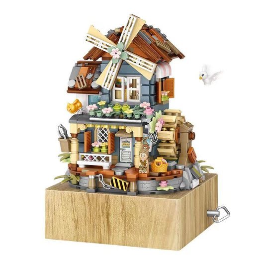 LOZ 1239 mini Blocks Kids Building Toys DIY Bricks Girls Gift Music Box Chinese Windmill House - Cykapu