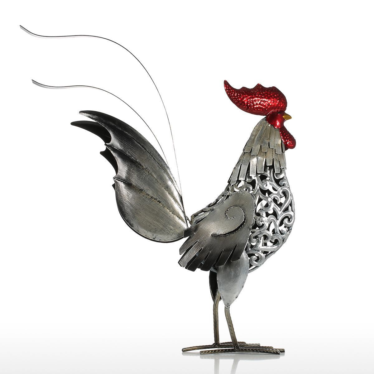 Flower picking tin rooster living room ornament Cykapu
