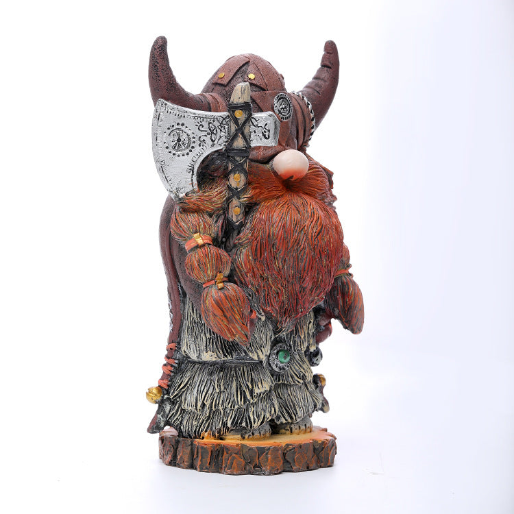 Resin Handmade Viking Warrior Gnome doll 19cm Height 340g - Cykapu
