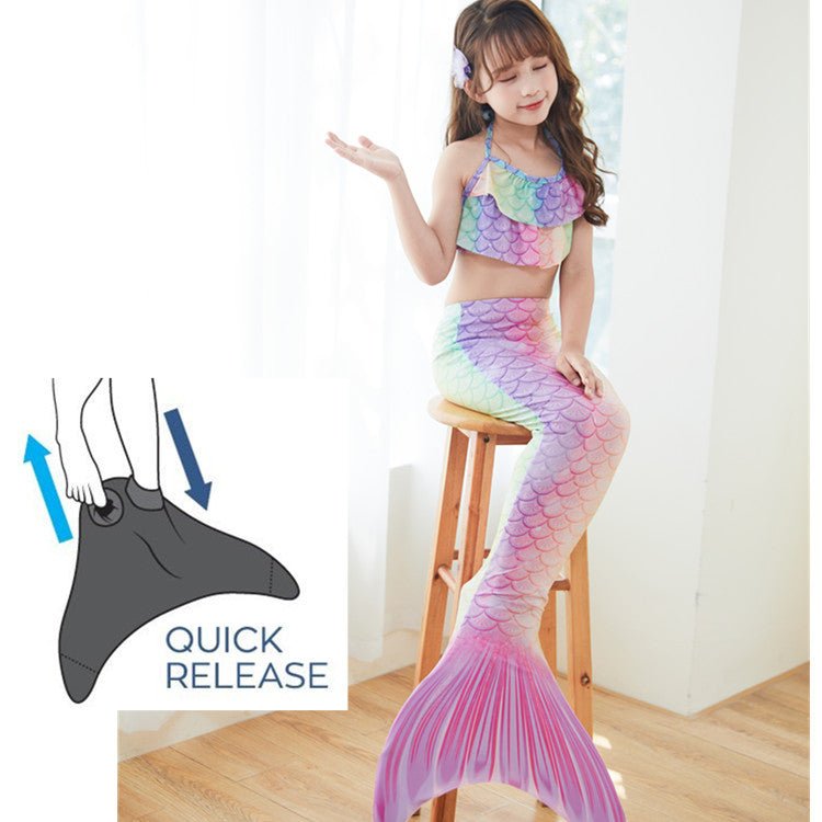 Children's Mermaid Swimsuit Performance Swimwear 3 Piece Fish Tail Set