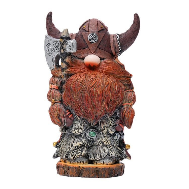 Resin Handmade Viking Warrior Gnome doll 19cm Height 340g - Cykapu
