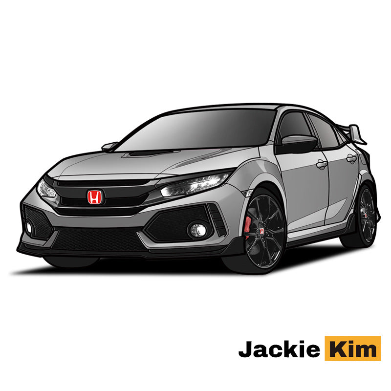 JKM1/32 Honda Civic Type R alloy car model steering damping sound and light metal model car toys Cykapu