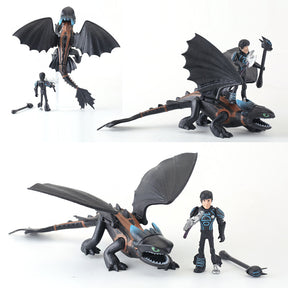Dragon trainer 6 black and white blue dragon toothless boy night fury swingable wings movable