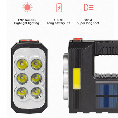 Portable Led Flashlight Solar Rechargeable Super-bright Lighting Working Torch 6x3030 Lamp Beads 1200lm 4 Modes Cykapu