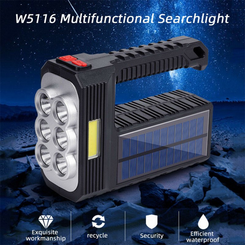 Portable Led Flashlight Solar Rechargeable Super-bright Lighting Working Torch 6x3030 Lamp Beads 1200lm 4 Modes Cykapu