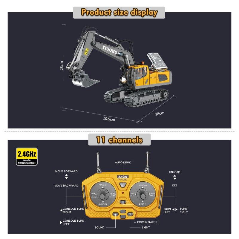 Remote Control Excavator Bulldozer RC Car Toys Dump Truck Electric Engineering