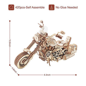 Robotime Motorcycle Puzzle 3D Wooden DIY Children Game Assembly Wood Model - Cykapu