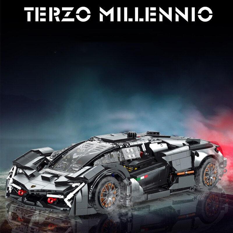 Technical Lambo Terzo Millennio Concept Racing Car Building Block Model Super Sports Vehicle Assemble Bricks