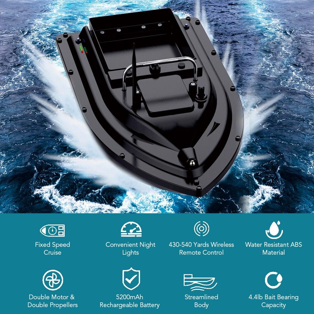 Wireless Remote Control Fishing Bait Boat Fishing Feeder Fish Finder Ship Device 430-540 yards