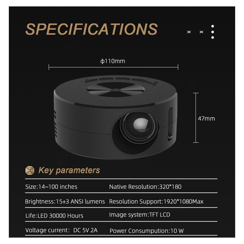 Yt200 Mini Projector Portable Lcd Video Movie Multimedia Player Led Beamer Projection Device Black Cykapu