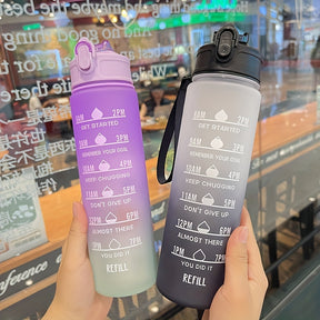 32oz/900mL Motivational Water Bottle With Straw & Time Marker, Daily Water Intake Bottle With Carrying Strap For Fitness,Gym,School, Yoga, Hiking, And Also Suitable For Drinking Water At Ordinary Times