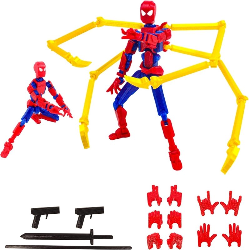 (Assembly Completed) Action Figure, 3D Printed Robot Action Figure Spider Guy Multi - Jointed Movable with Changeable Claws and Hands, Super Hero Action Figures for Boys Desktop Decorations - Cykapu