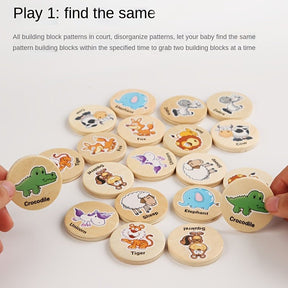 Find The Same Pattern Puzzle Game For Kids Cartoon Animal Memory Chess Concentration Training Children Montessori Educational Wooden Toys - Cykapu