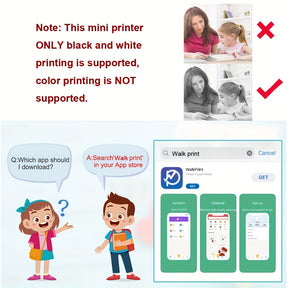 Mini Photo Printer For IPhone/Android,1000mAh Portable Thermal Photo Printer For Gift Study Notes Work Children Photo Picture Memo