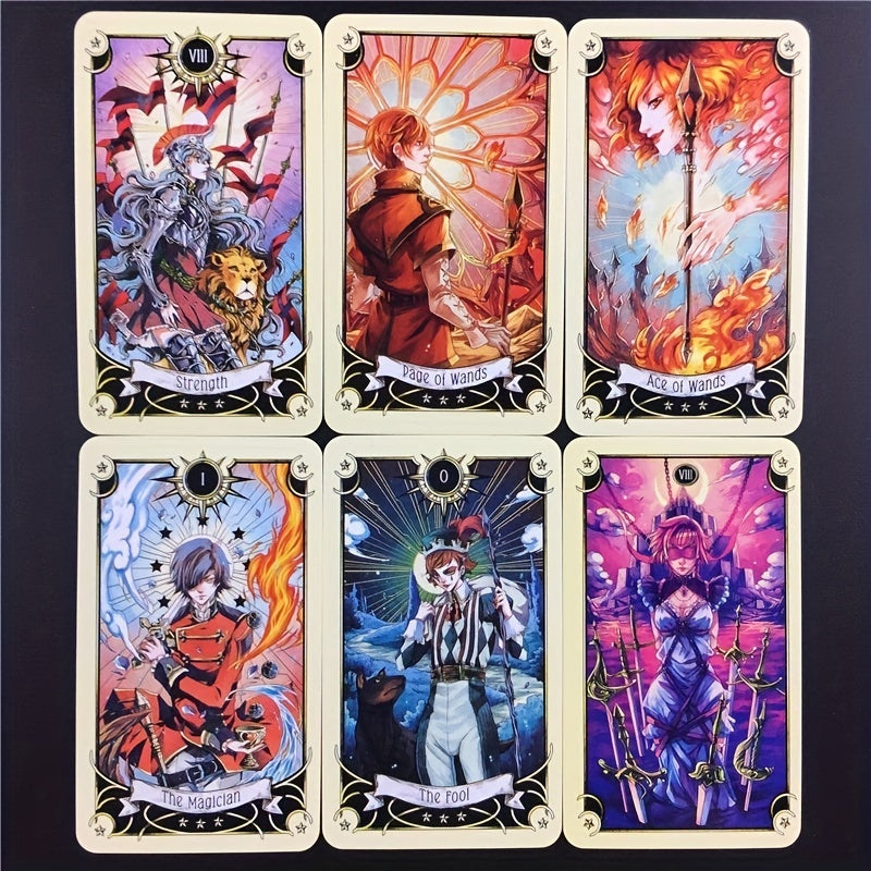 Mystical Manga Tarot Deck Game, Board Game, English Playing Cards Toys, Scan QR Code To Get Instructions - Cykapu