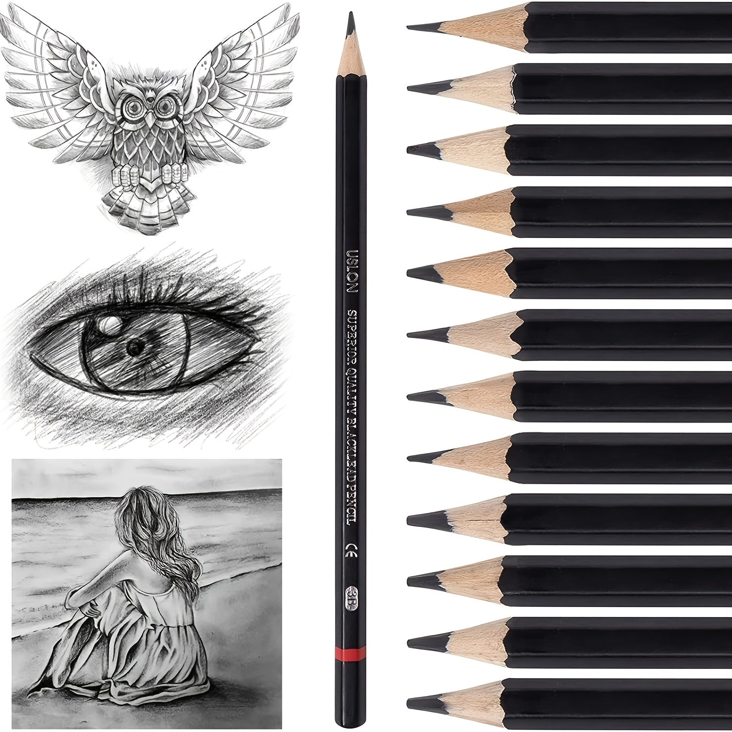 12pcs Art Drawing Graphite Pencils(8B - 2H), Professional Drawing Sketching Pencil Set, Ideal For Drawing Art, Sketching, Shading, For Beginners & Pro Artists
