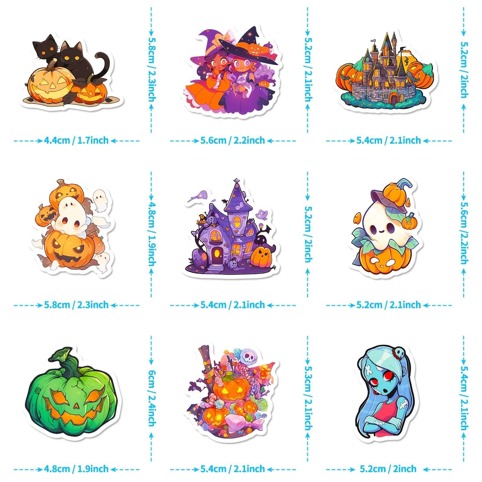 10pcs Halloween Stickers Funny Halloween Pumpkin Lamp Spider Ghost Window Flower Decoration Stickers - Cykapu