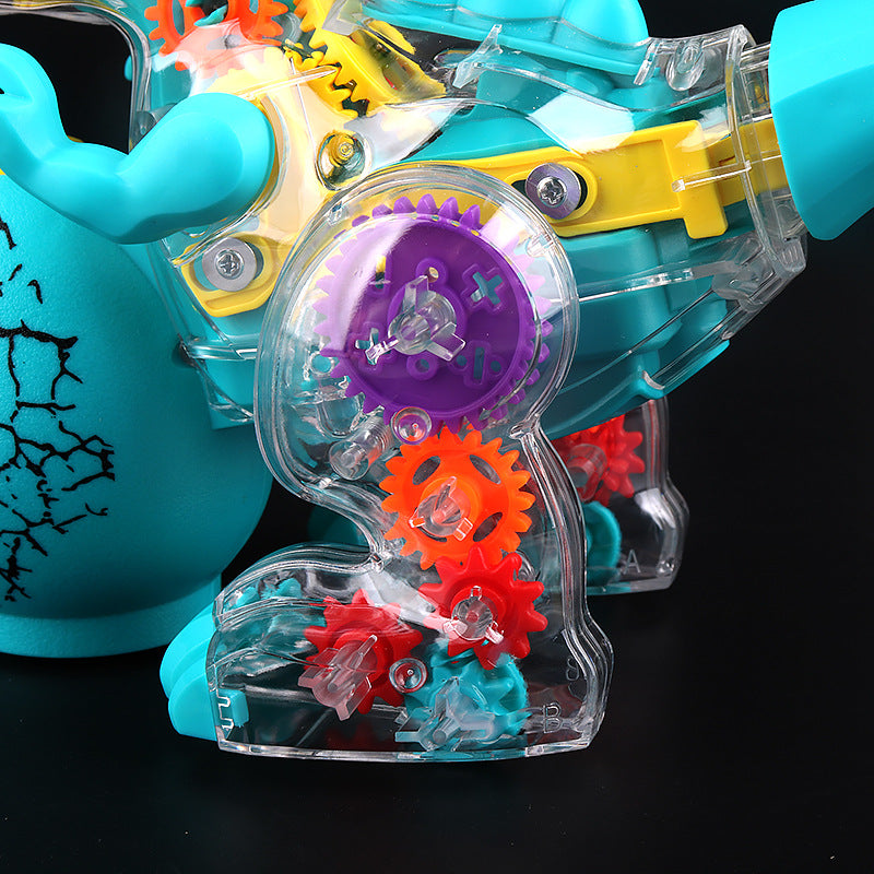 Transparent Shell Gear Connection Dinosaur Toy, Electric Toy, Light Music Universal Walking Luminous Colorful - Cykapu