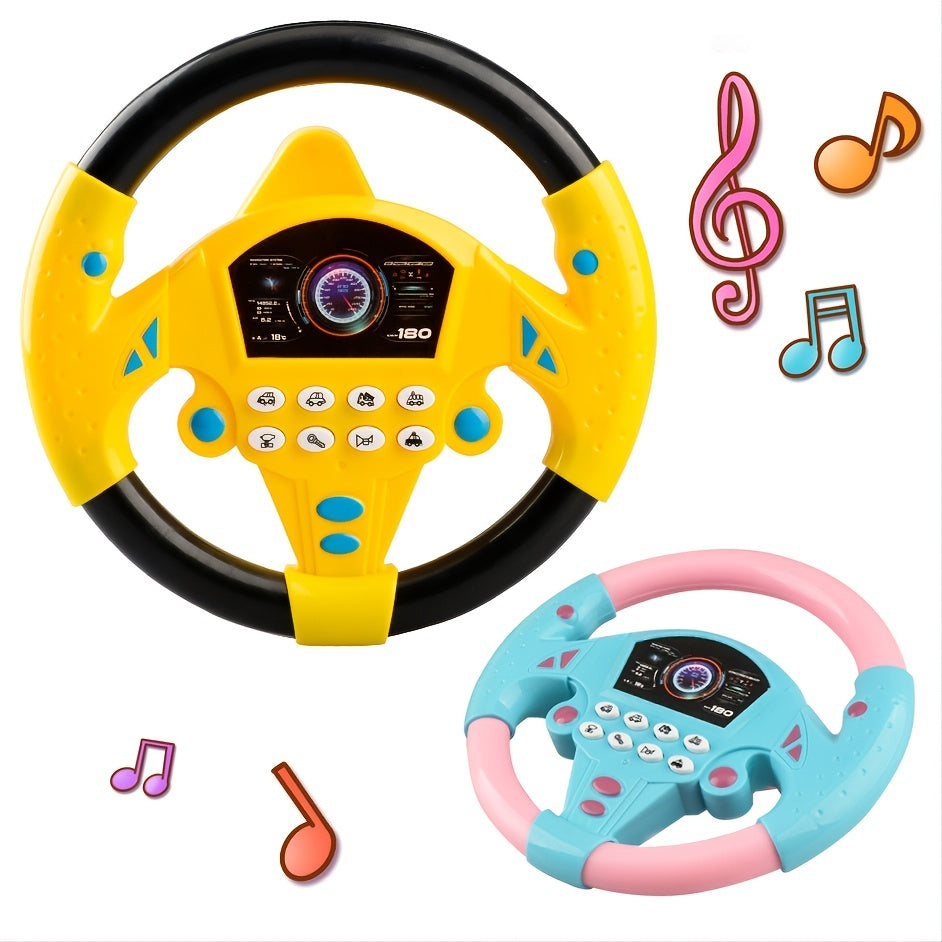 Co-pilot Music Steering Wheel Simulation Toy, Children's Early Education Puzzle Story Machine Toy - Cykapu