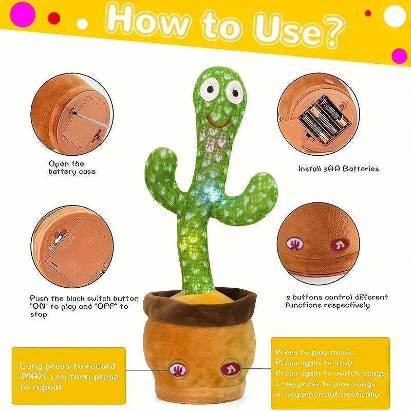 Talking Cactus Toy, Dancing Cactus Baby Toy with Lighting