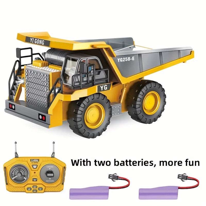 2.4Ghz Remote Control Excavator 2 Batteries Toy Metal Shovel,11 Channel RC Construction Vehicles Digger Light Sound - Cykapu
