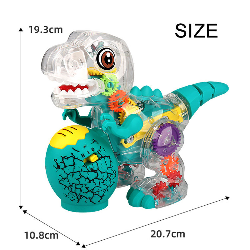 Transparent Shell Gear Connection Dinosaur Toy, Electric Toy, Light Music Universal Walking Luminous Colorful - Cykapu