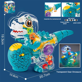 Transparent Shell Gear Connection Dinosaur Toy, Electric Toy, Light Music Universal Walking Luminous Colorful