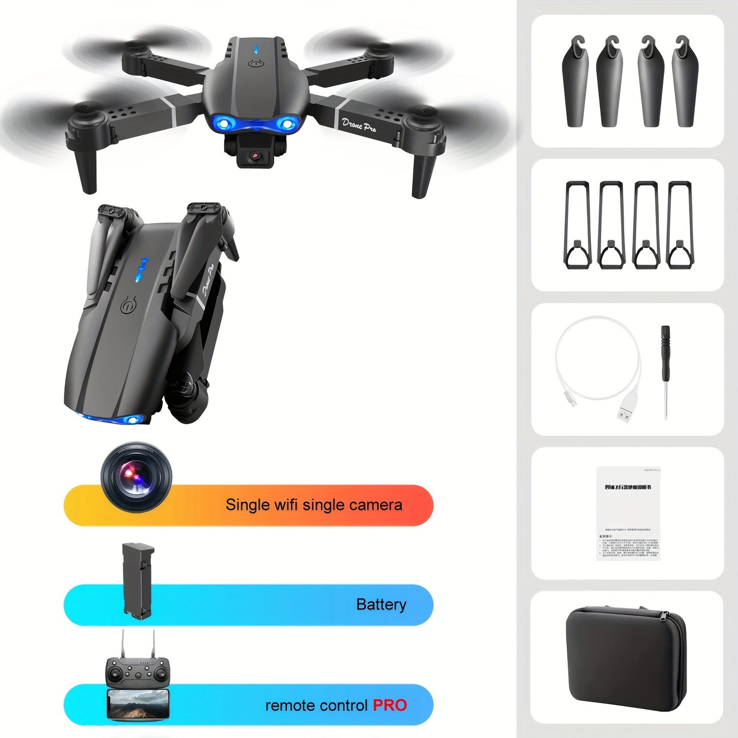 E99 Drone With Camera, Foldable RC Quadcopter Drone,Remote Control Drone Toys - Cykapu