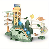 Dinosaurs Climbing Slide Light Up Music Stairs Toy With Five Dinosaur Alloy Race Cars