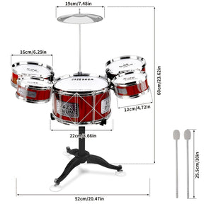Kids Drum Set Musical Toy Drum Kit For Toddlers, Jazz Drum Set With 1 Stool, 2 Drum Sticks, 1 Cymbal And 5 Drums Musical Instruments - Cykapu