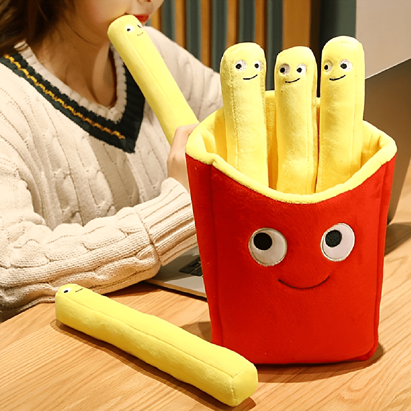 Emotional Support Smile French Fries Plush Stuffed Toy, Plush Sofa Pillow Car Accessories - Cykapu