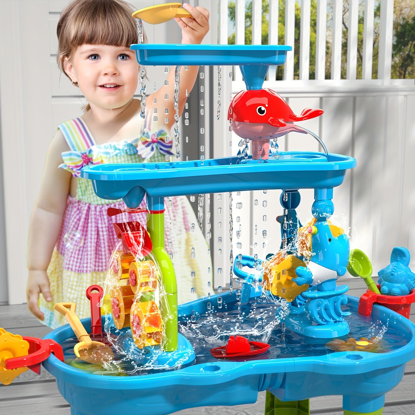 Kids Sand Water Table For Toddlers, 3-Tier Sand And Water Play Table Toys Cykapu